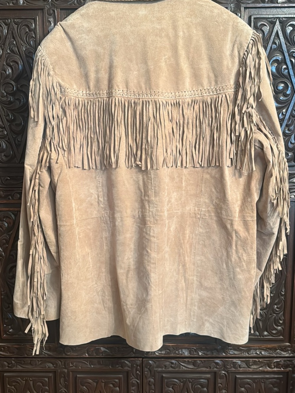 Scully Beige Men’s Suede Fringe Western Jacket - Picture 5 of 7